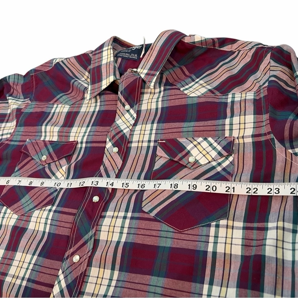 Vintage Wrangler Pearl Snap Shirt X long Tail Long Sleeve Multicolor Men Western - Picture 7 of 8
